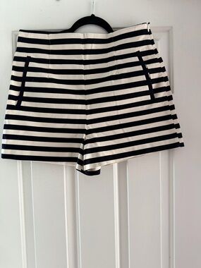 Zara Black and White Striped High-Waist Shorts